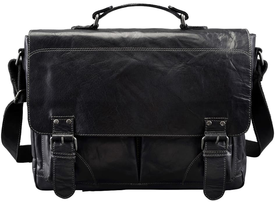 Pride&Soul Umhängetasche , Business Bag L, , Leder, Schwarz