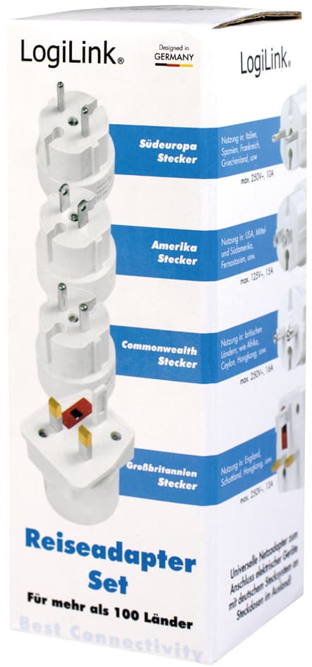 Logilink Reise-Adapter-Set (Eu/Uk/Us), Weiß