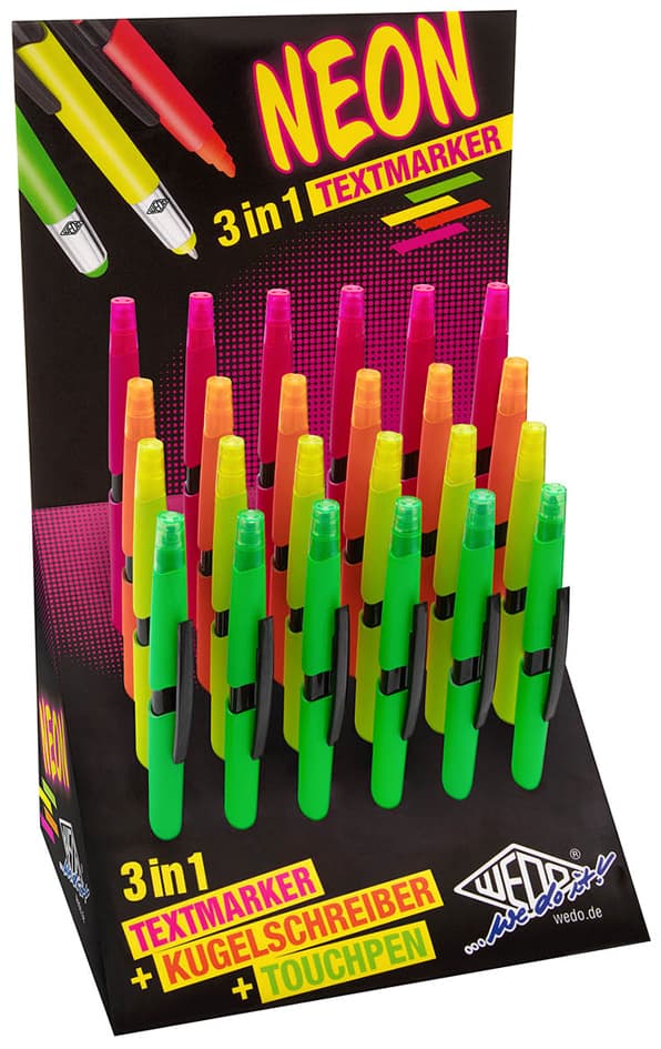 Wedo Eingabestift 3-In-1 Neon, 24er Display