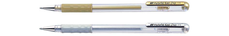 Pentel Gel-Tintenroller K118, Gold Und Silber, Display