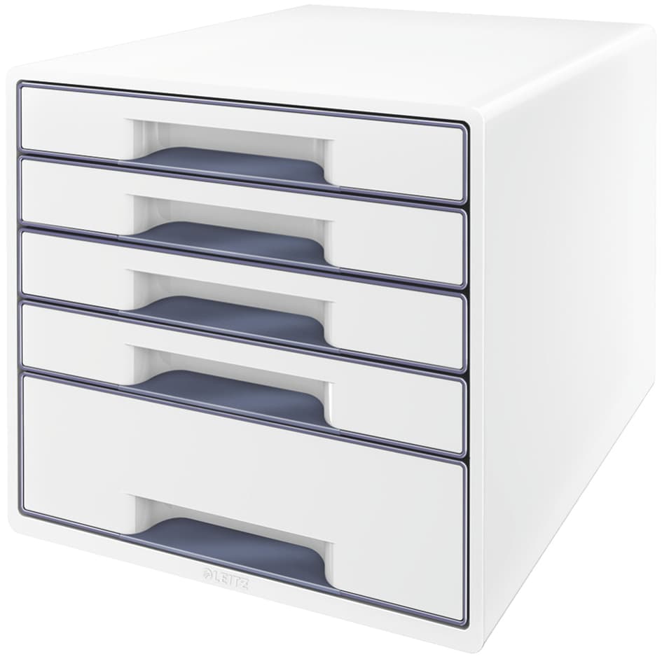 Leitz Schubladenbox Wow Cube, 5 Schübe, Perlweiß/Eisblau