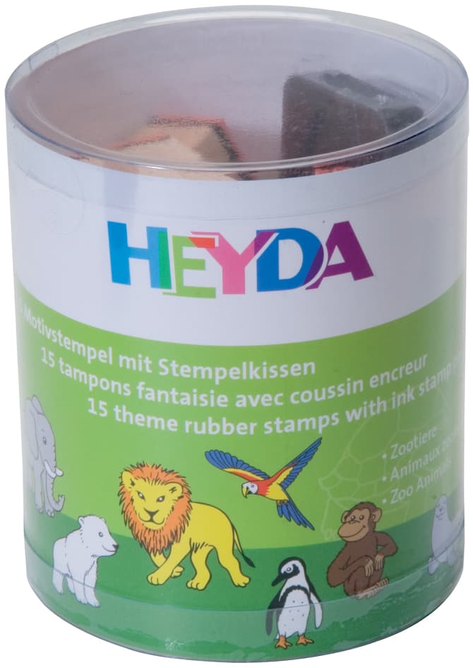 Heyda Motivstempel-Set , Zootiere, , Klarsicht-Runddose