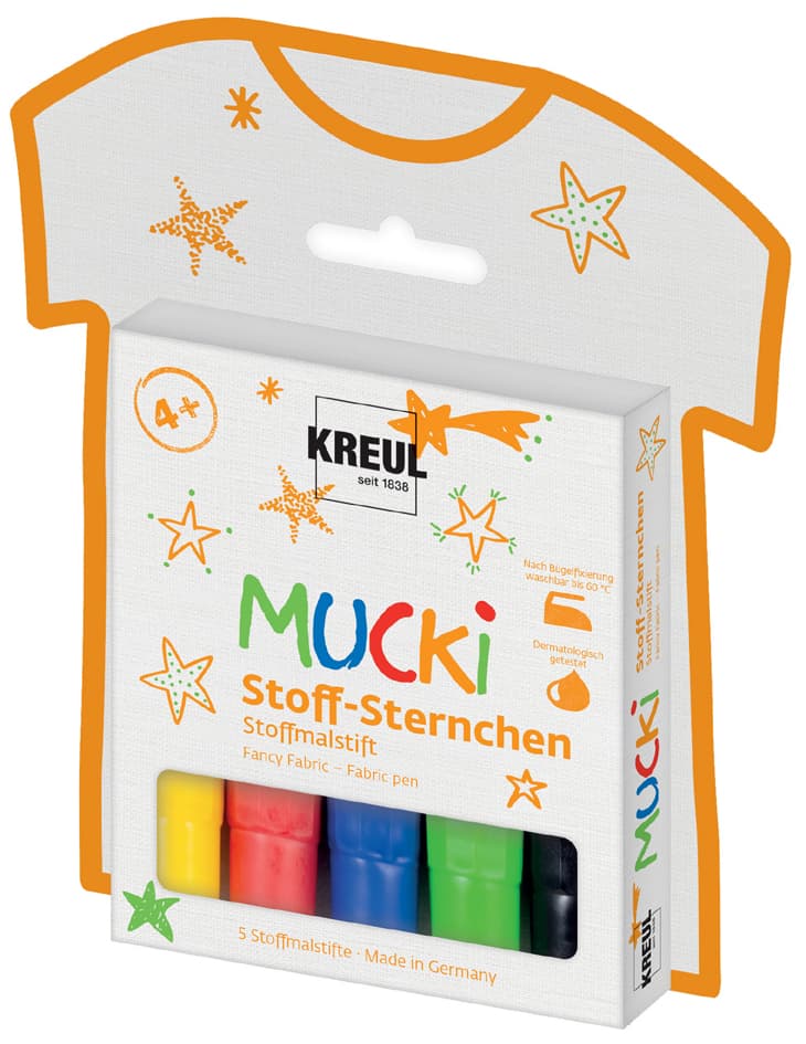Kreul Stoff-Sternchen Stoffmalstift , Mucki, , 5er-Set