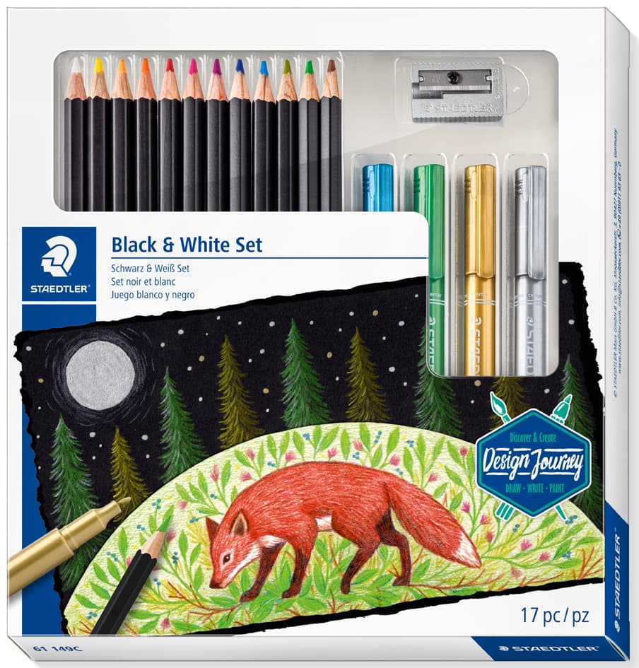 Staedtler Zeichenset Black & White Design Journey, 17-Teilig