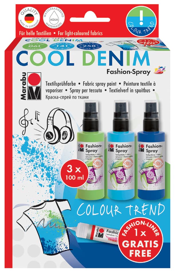 Marabu Textilsprühfarbe , Fashion-Spray, , Set Cool Denim