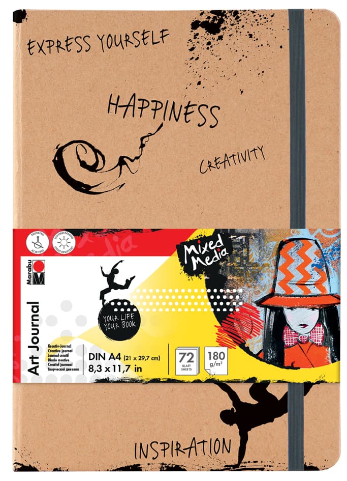 Marabu Notizbuch , Art Journal, , Din A4, 180 G/Qm, 72 Blatt