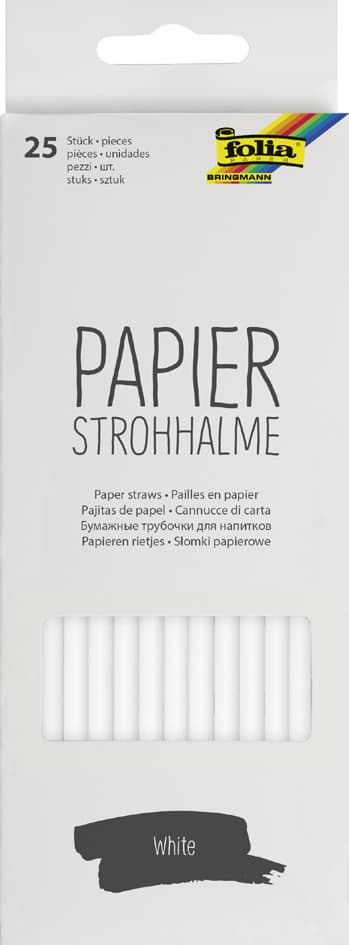 Folia Papier-Trinkhalm , White, , Länge: 200 Mm