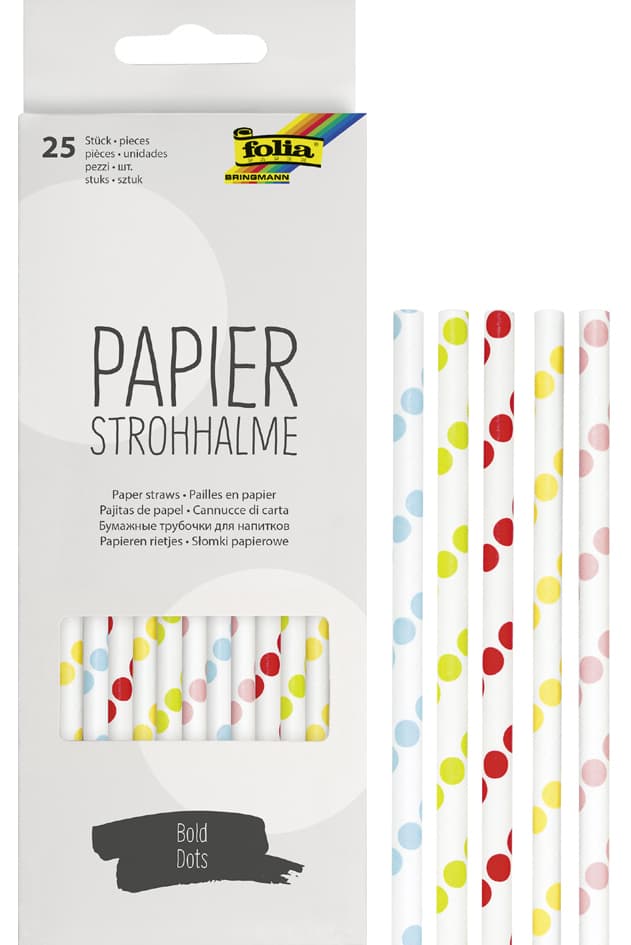 Folia Papier-Trinkhalm , Bold Dots, , Länge: 200 Mm