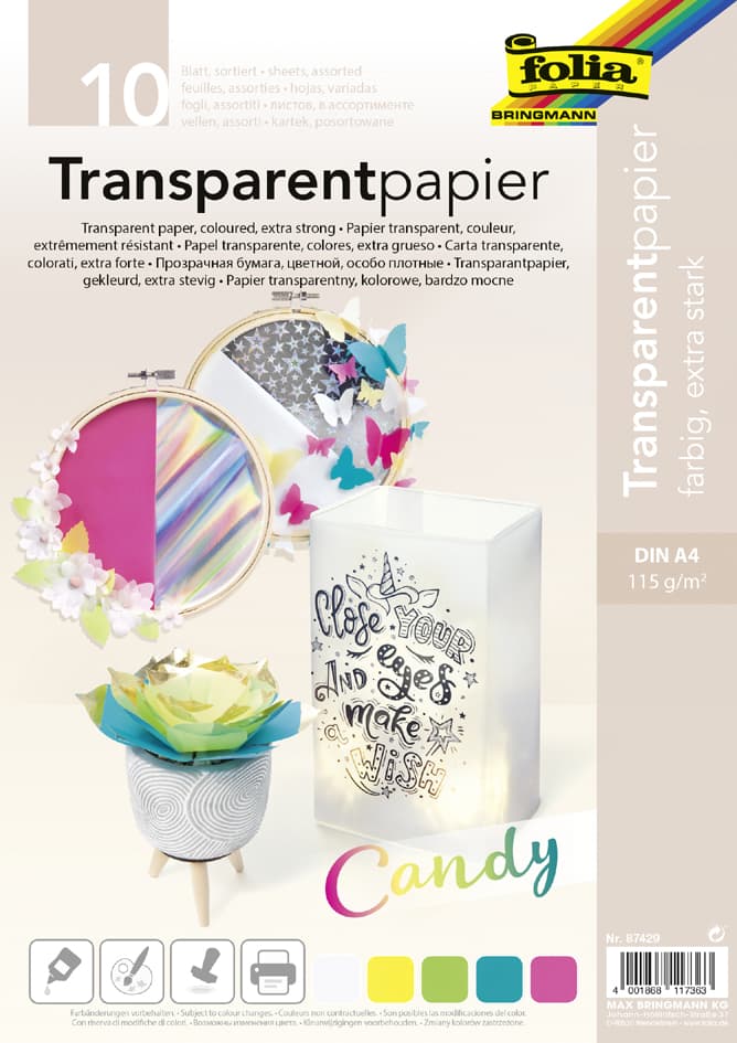 Folia Transparentpapier Candy, Din A4, 115 G/Qm
