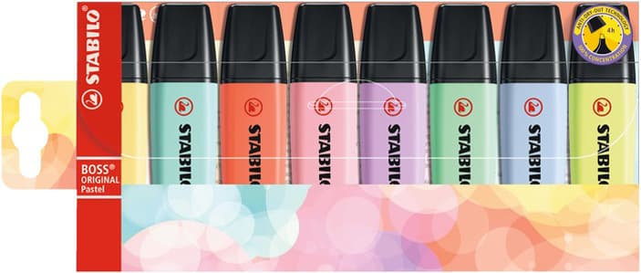 Stabilo Textmarker Boss Original Pastel, 8er Kunststoffetui
