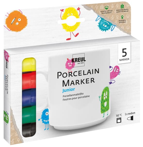 Kreul Porcelain Marker Medium , Junior, , 5er-Set
