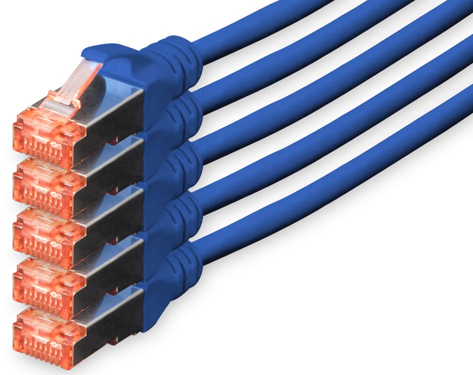 Digitus Patchkabel Kat. 6, S/Ftp, 10,0 M, Blau, 5er