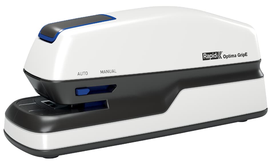 Rapid Elektrisches Heftgerät Optima Gripe, Weiß/Grau/Blau