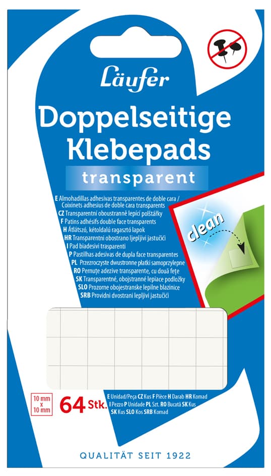 Läufer Klebepads, Wieder Ablösbar, Transparent