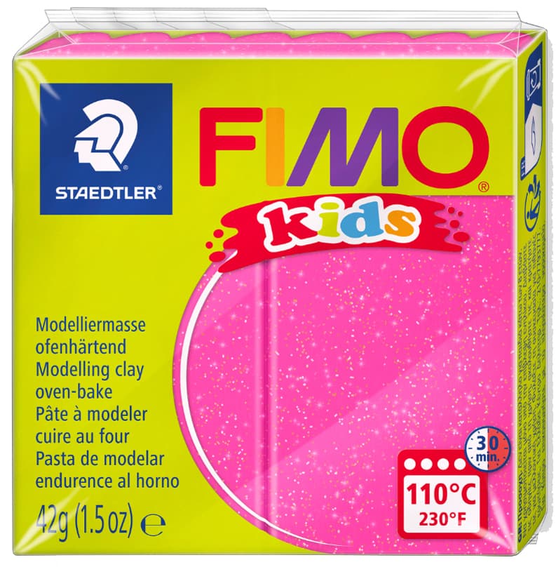 Fimo Kids Modelliermasse, Ofenhärtend, Glitter-Pink, 42 G