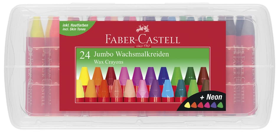 Faber-Castell Dreikant-Wachsmalkreide Jumbo, 24er Etui
