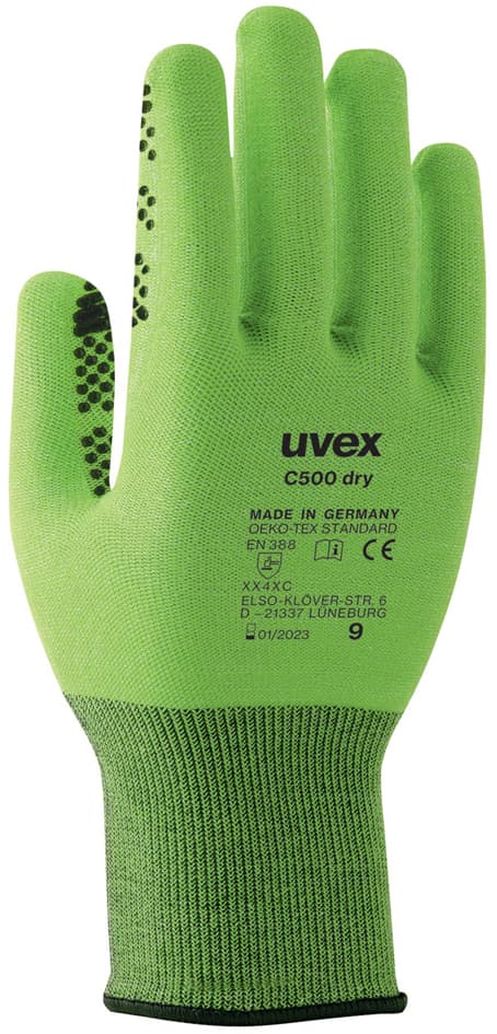 Uvex Schnittschutz-Handschuh C500 Dry, Gr.11, Lime/Anthrazit