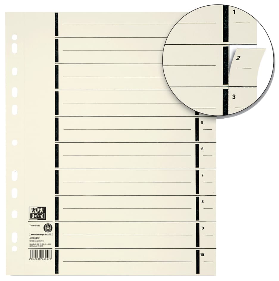 Oxford Trennblätter Mit Perforation, Din A4, Chamois