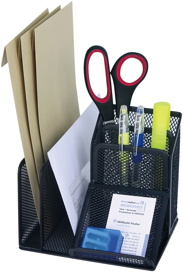 Wedo Utensilienständer Office, 4 Fächer, Drahtmetall,Schwarz