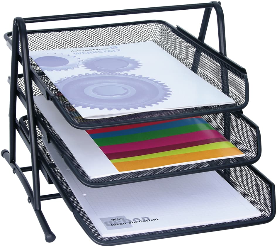 Wedo Briefablage Office, Aus Drahtmetall, 3 Ablagen, Schwarz