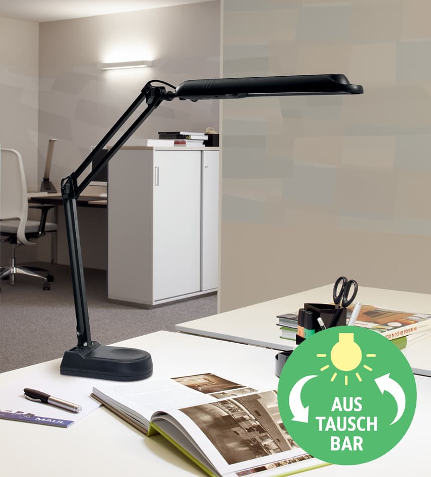 Maul Led-Tischleuchte Maulatlantic, Mit Standfuß, Schwarz