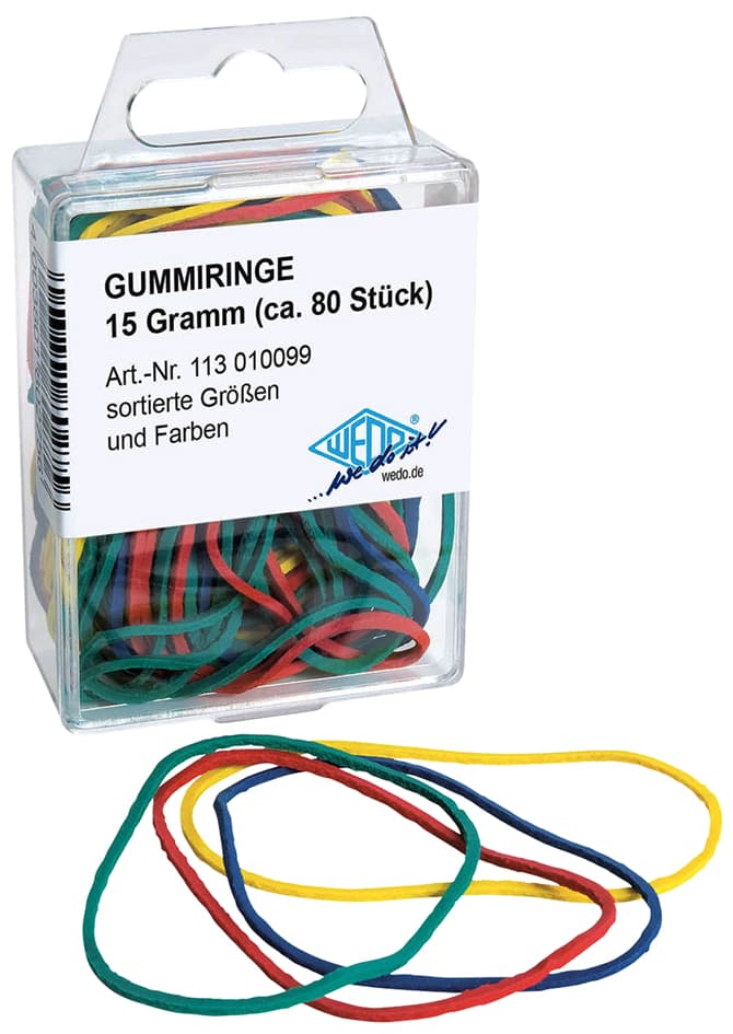 Wedo Gummiringe, Farbig Sortiert, Größen-Mix