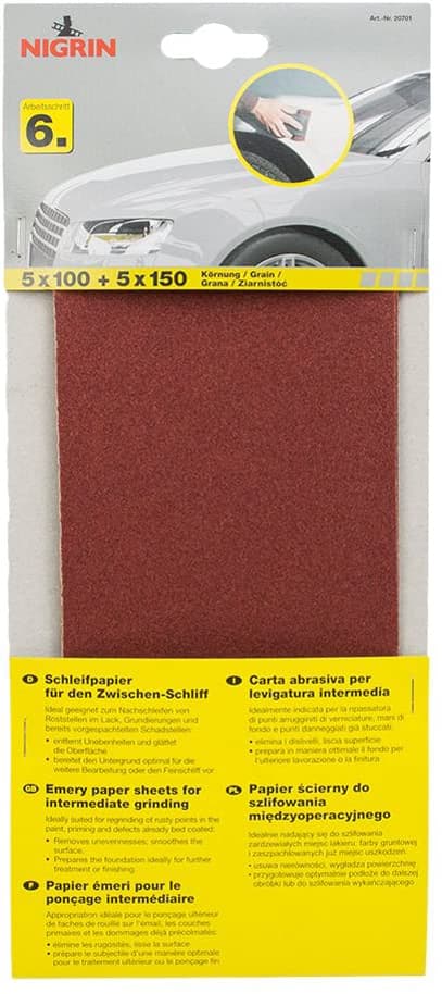 Nigrin Schleifpapier, Zwischenschliff, Körnung P100/150