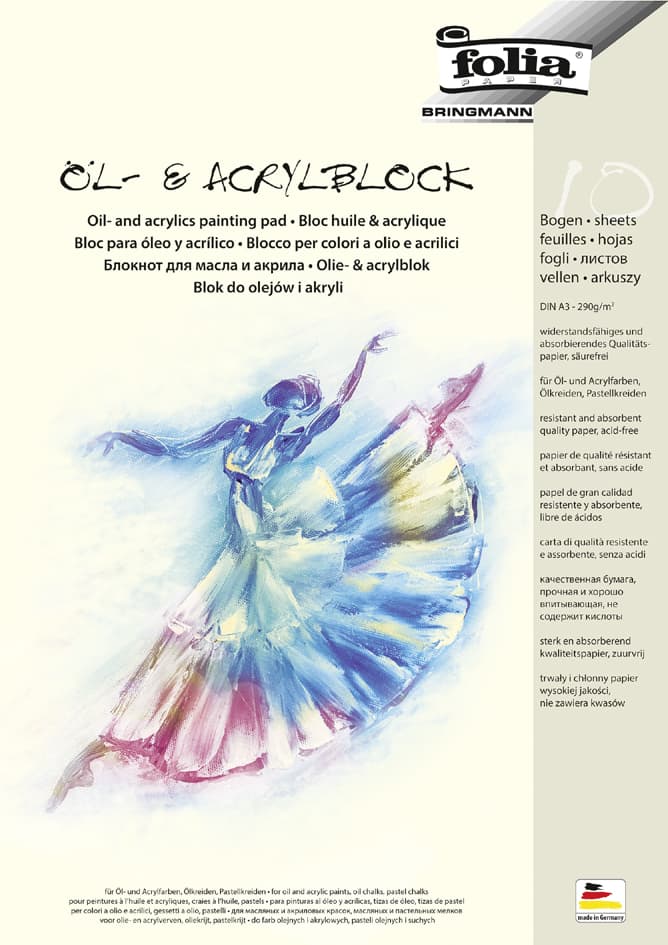 Folia Öl- Und Acrylblock, Din A4, 290 G/Qm, 10 Blatt