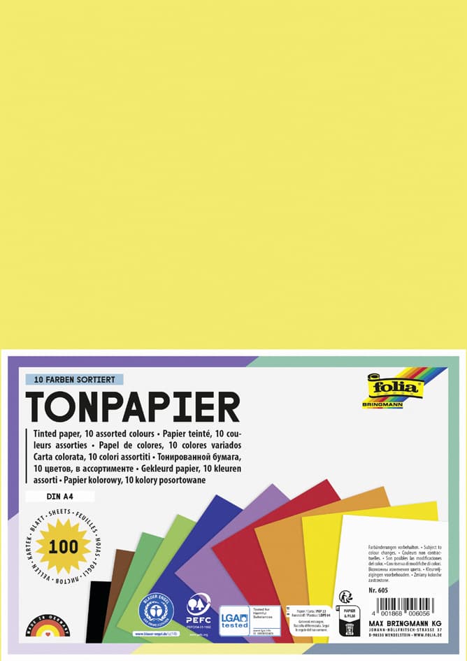 Folia Tonpapier, Din A4, 130 G/Qm, Farbig Sortiert