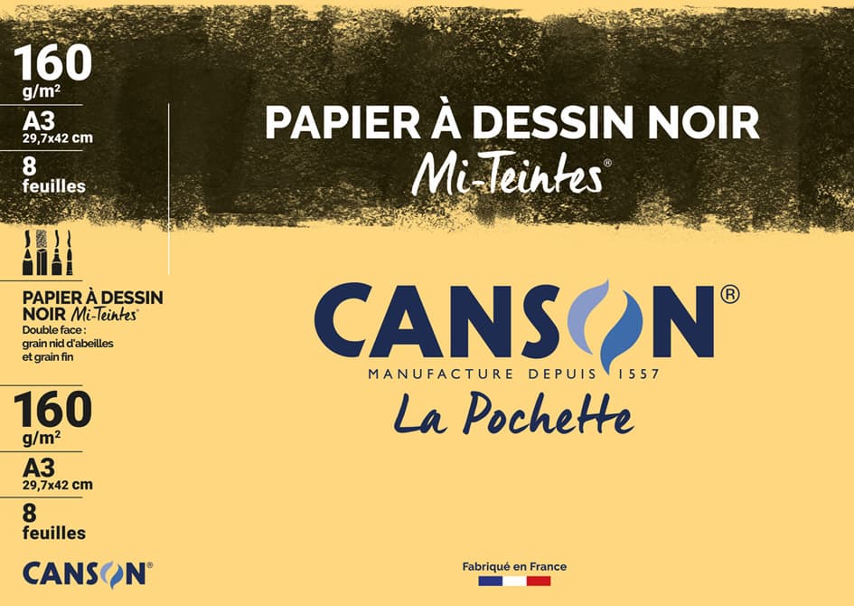 Canson Zeichenpapier Mi-Teintes, Din A3, Schwarz