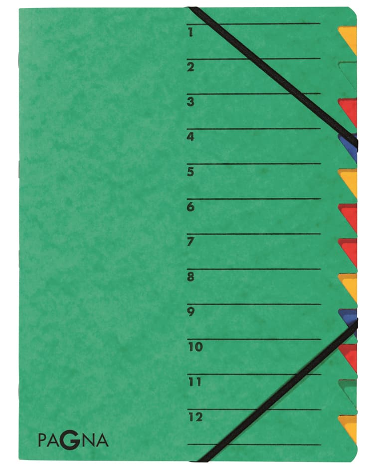 Pagna Ordnungsmappe , Easy, , Din A4, Karton, 12 Fächer, Grün