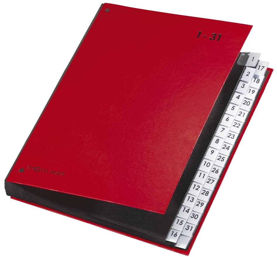 Pagna Pultordner Color, Din A4, 1 - 31, 31 Fächer, Rot