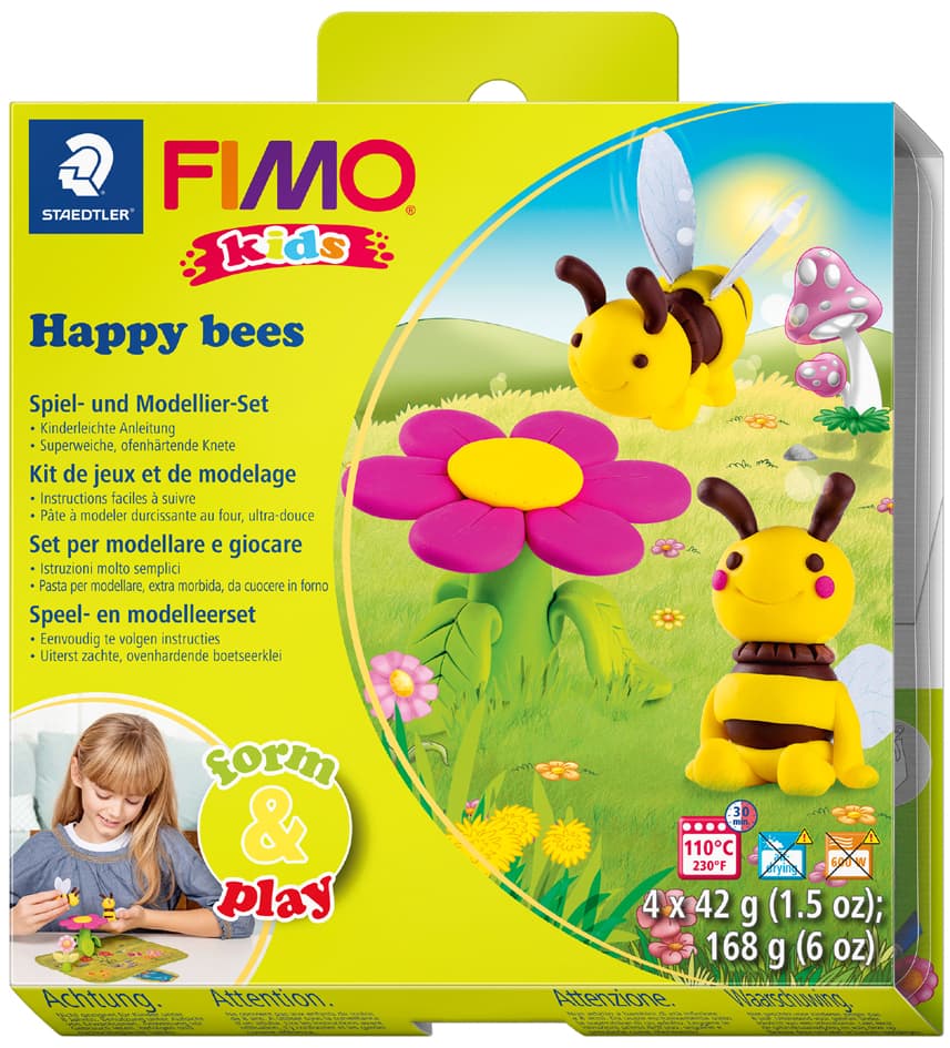 Fimo Kids Modellier-Set Form & Play , Happy Bees, , Level 3