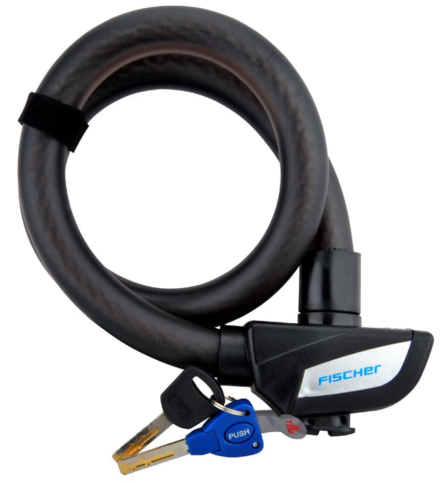 Fischer Seil-Fahrradschloss, Länge: 850 Mm, Schwarz