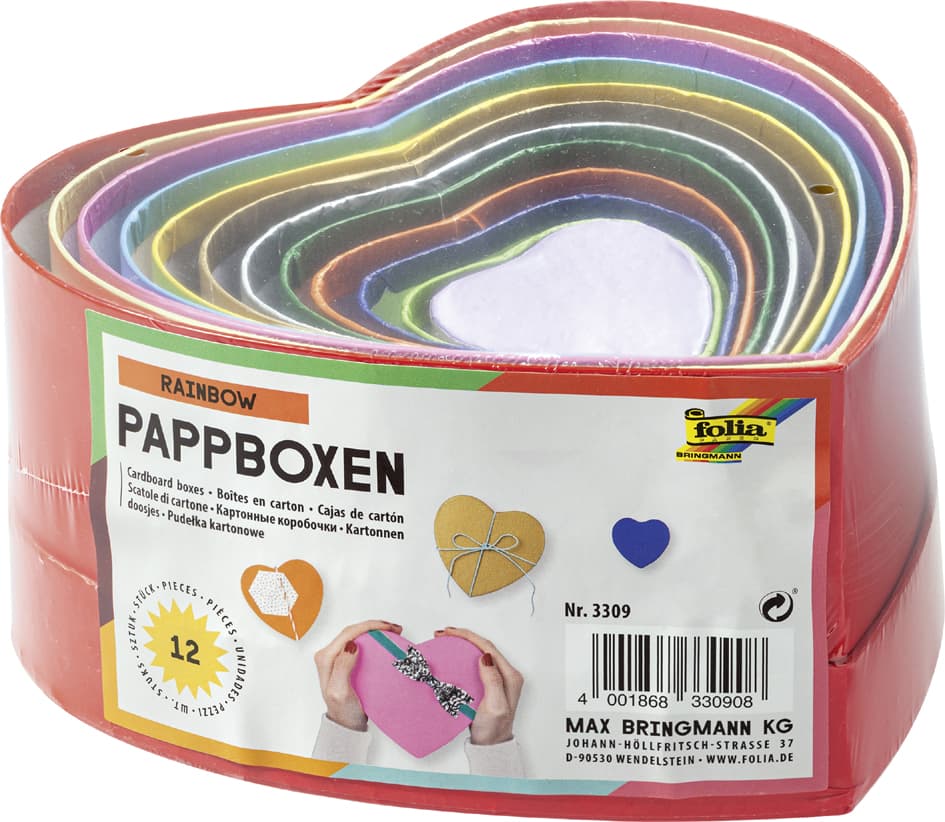 Folia Geschenkboxen , Herzen, ,12 Stück Größen/Farben Sortiert