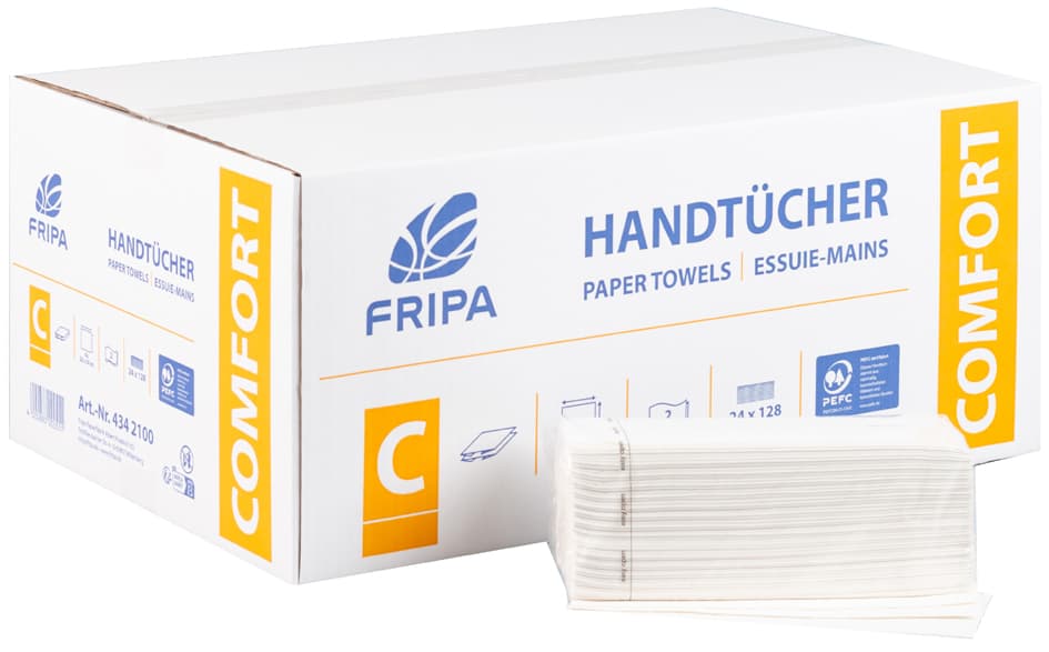 Fripa Handtuchpapier Comfort, 250 X 330 Mm, C-Falz, Hochweiß