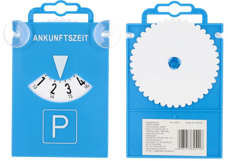 Unitec Multifunktions-Parkscheibe Mit Sauger, Blau