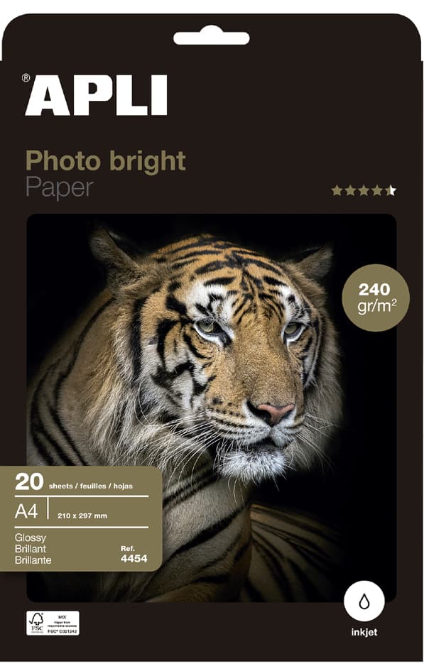 Apli Foto-Papier Bright, Din A4, 240 G/Qm, Hochglänzend