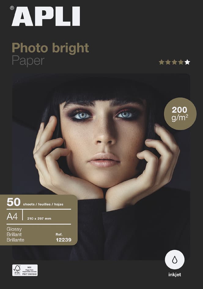 Apli Foto-Papier Bright, Din A4, 200 G/Qm, Hochglänzend