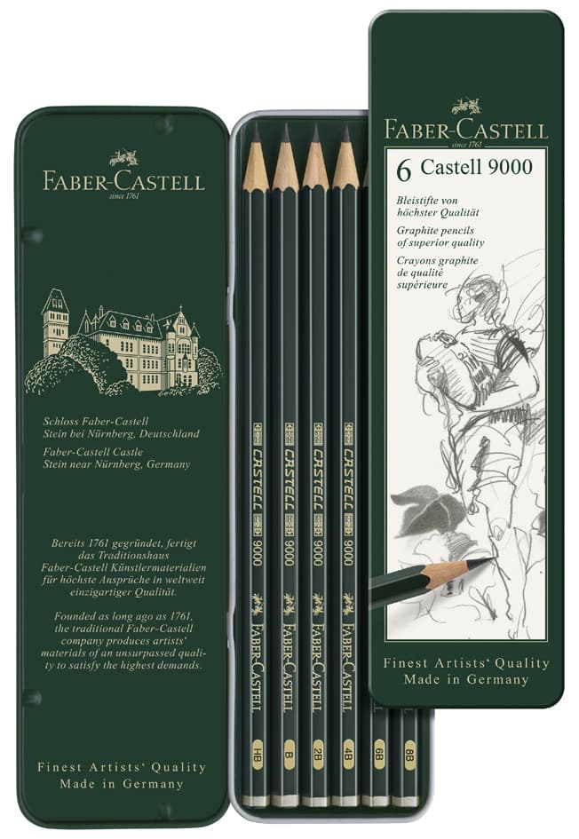 Faber-Castell Bleistift Castell 9000, 6er Metalletui