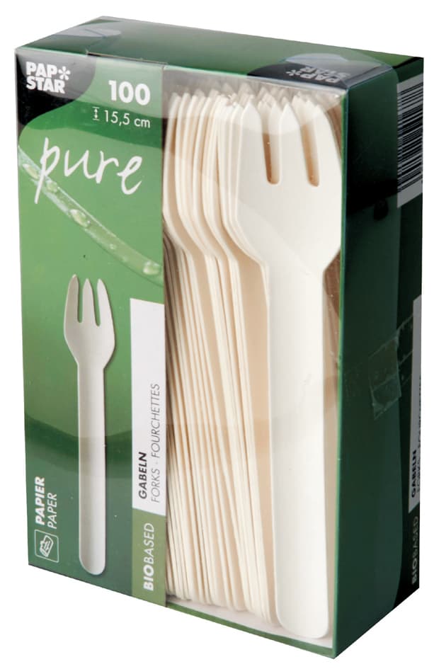 Papstar Papier-Gabeln , Pure, , Länge: 155 Mm, Weiß, 100er
