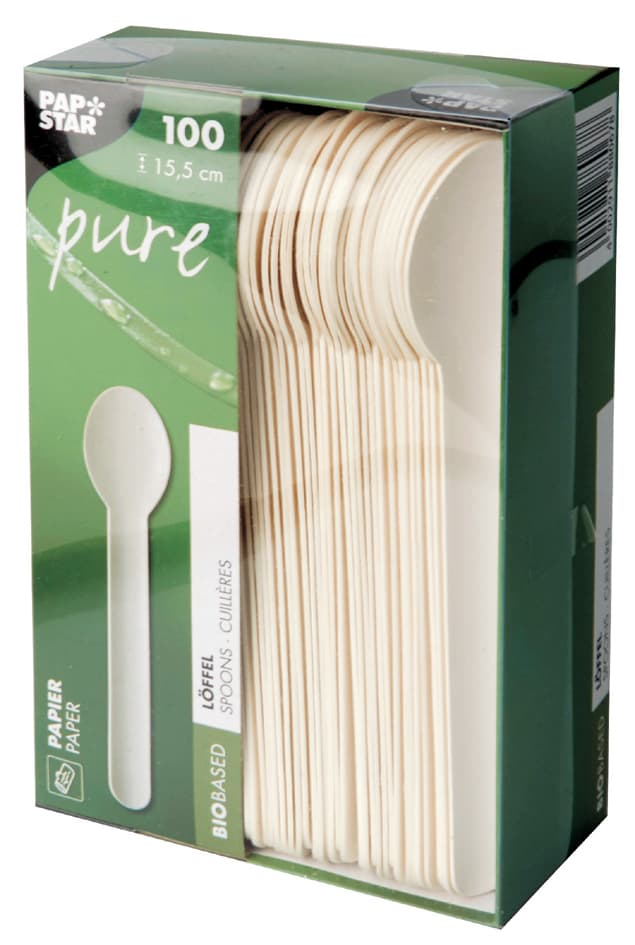 Papstar Papier-Löffel , Pure, , Länge: 155 Mm, Weiß, 100er