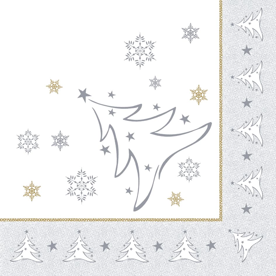 Papstar Weihnachts-Motivservietten , X-Mas Elegance, , Silber