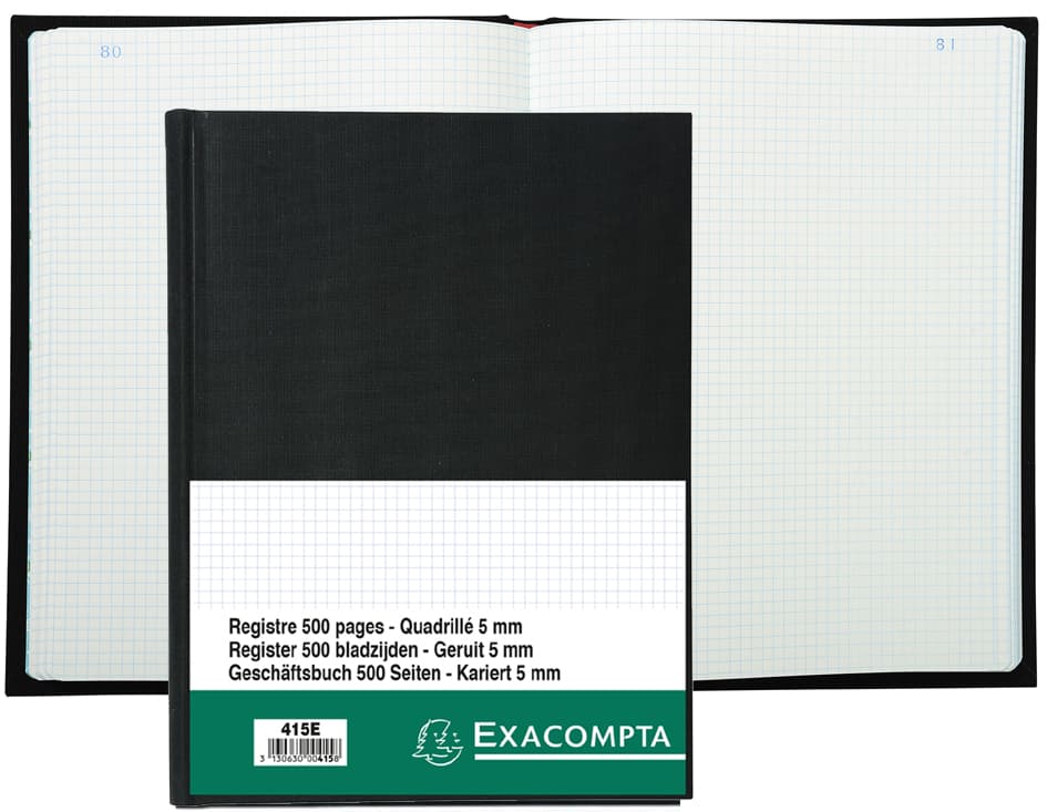 Exacompta Geschäftsbuch, Din A4, 250 Blatt, Kariert