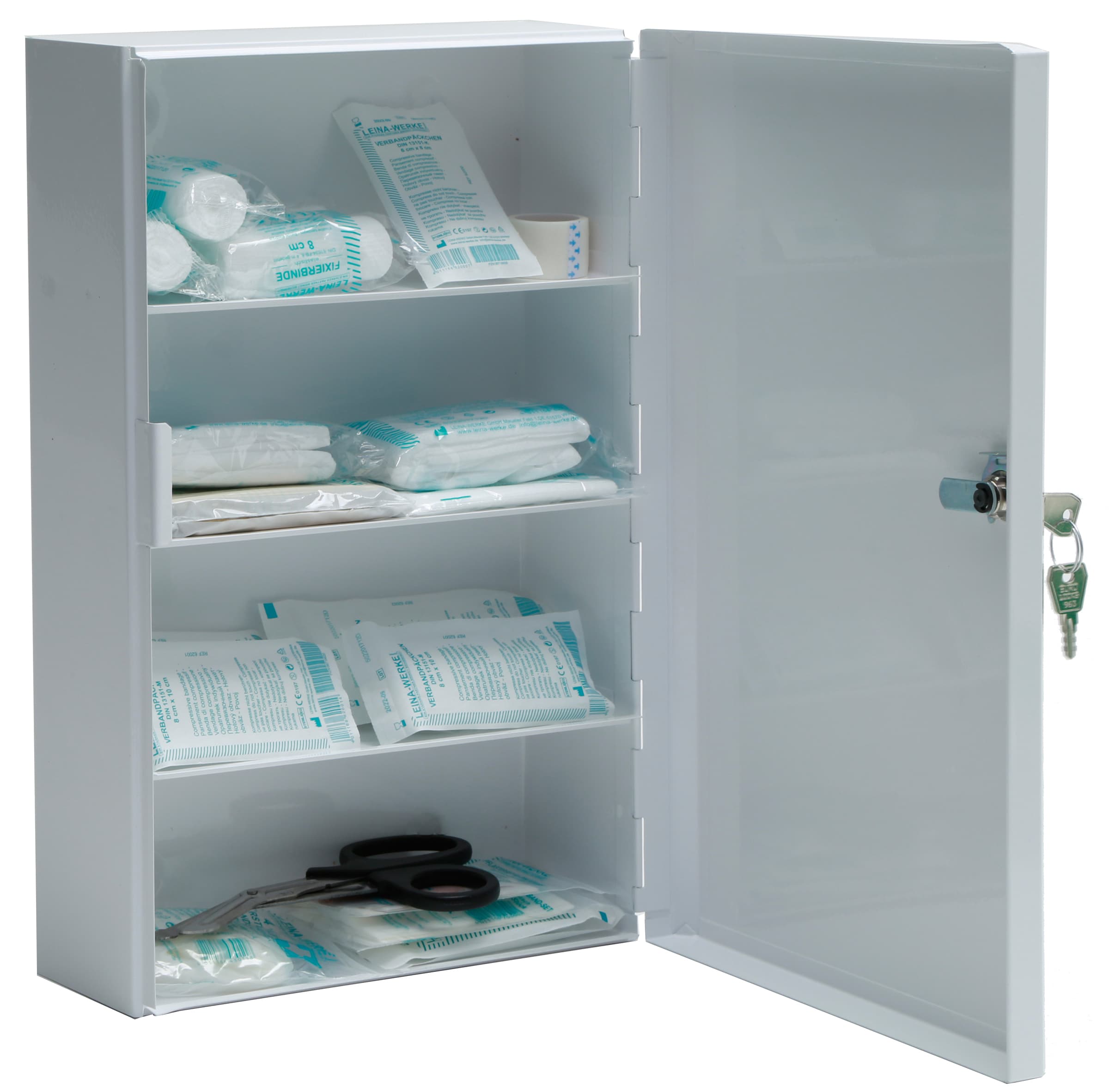 Leina Verbandschrank C, Inhalt Din 13169, Weiß