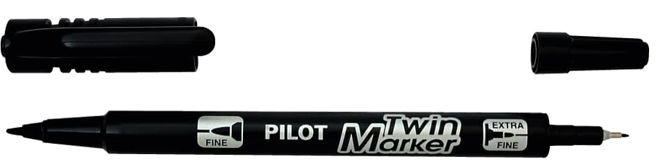 Pilot Permanent-Marker Twin Marker, Extra Fein, Schwarz