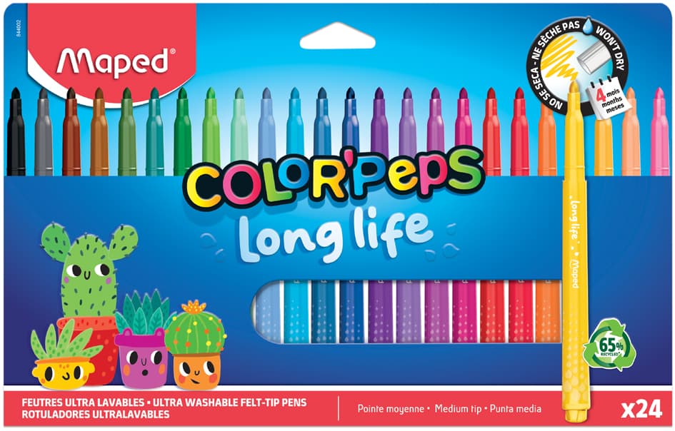 Maped Fasermaler Color, Peps Long Life, 24er Kartonetui