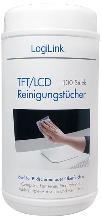 Logilink Tft/Lcd/Plasma Reinigungstücher, 100er Spenderdose