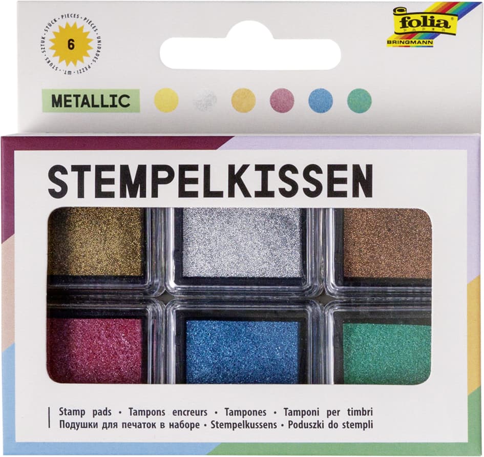 Folia Stempelkissen Set , Metallic, , 6-Farbig Sortiert