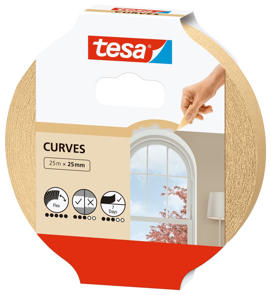 Tesa Maler Hochkrepp Papierabdeckband, 38 Mm X 25 M, Beige